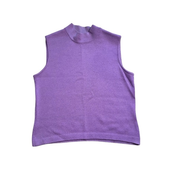 St. John Women’s Petite Lavender Purple Knit Mock Neck Sleeveless Top - Picture 1 of 4